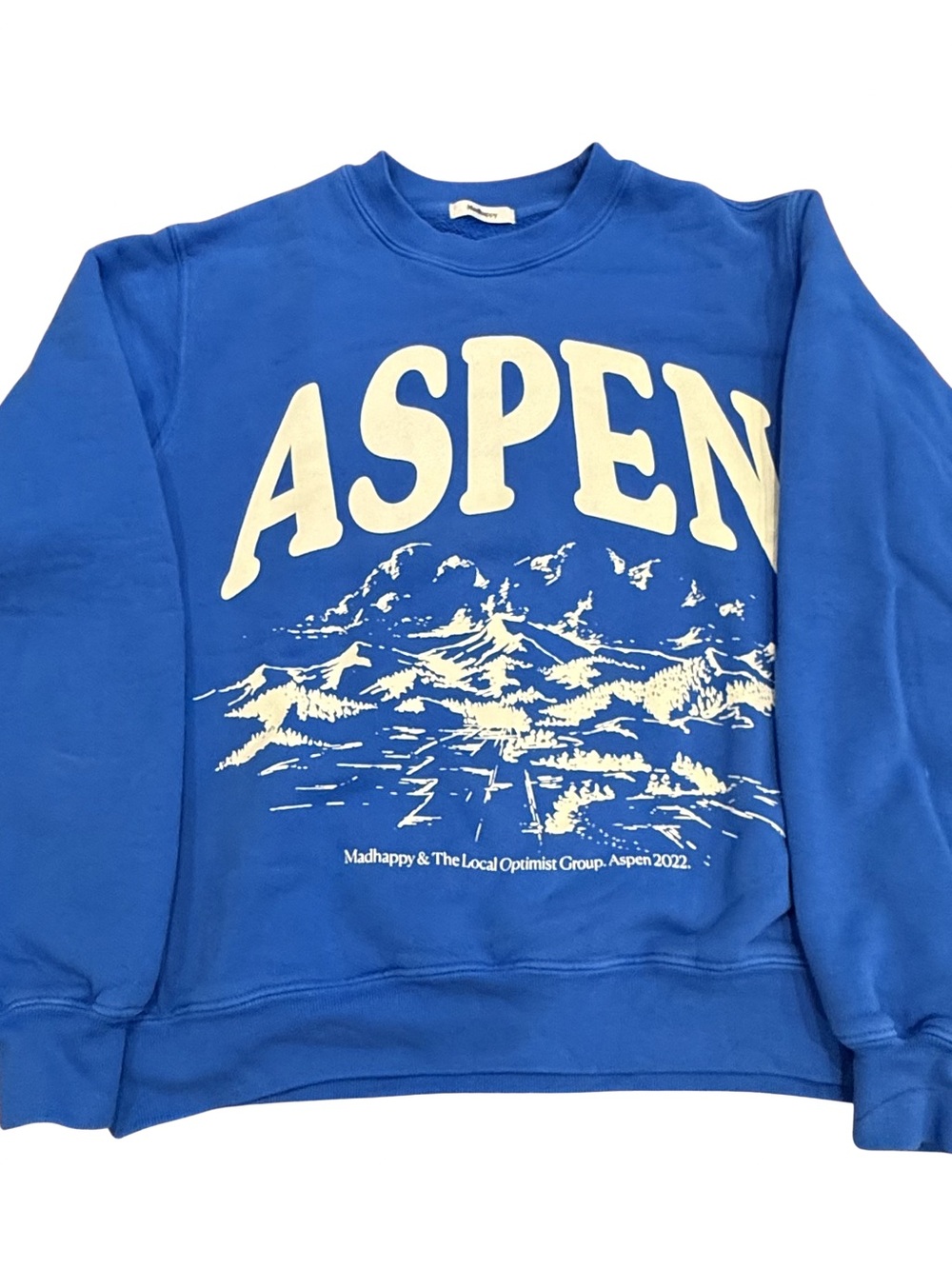 MadHappy Aspen Graphic Crewneck Sweatshirt - Blue. Sz S. New !